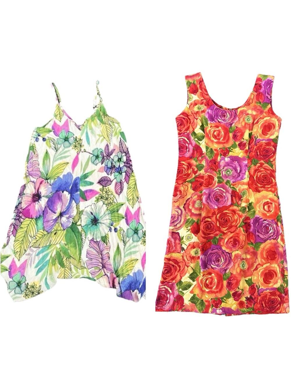 Jams World Dresses Hanky Hem Asymmetric Sea Grove Sleeveless Tropical Resort XS
